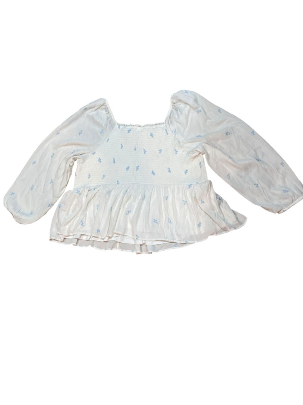 torrid White Boho Top Peplum Long Balloon Sleeve Blouse Babydoll Embroidered 4X - Picture 8 of 11